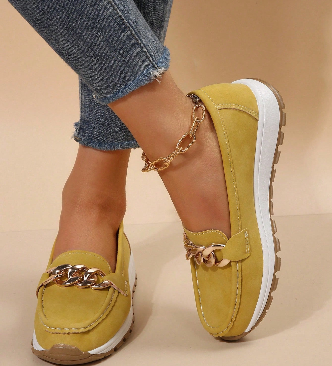 Komfortable Dame Loafers med Elegant Metaldetalje