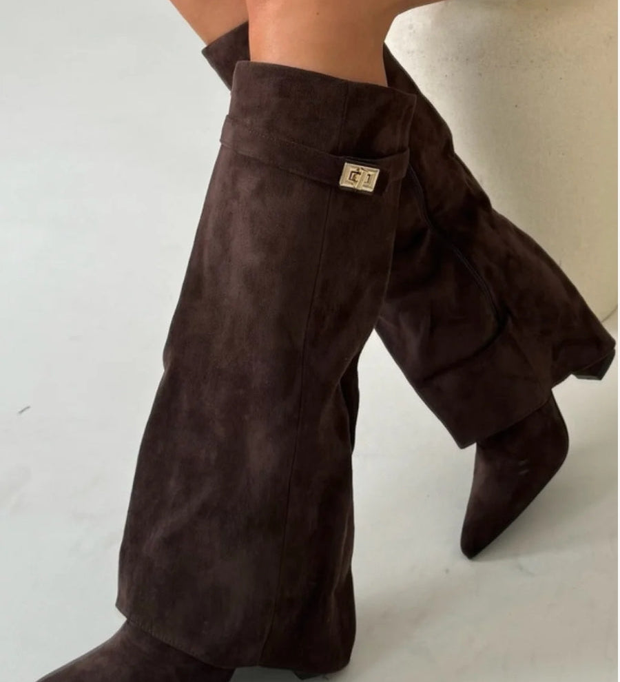 Moderne Dame Støvler i Ruskind – Højt Skaft & Elegant Look