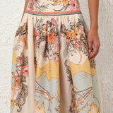 Maxinederdel med vintage print og blomsterdetaljer