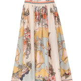 Maxinederdel med vintage print og blomsterdetaljer