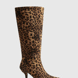 Knee-High Leopard Print Stiletto Boots