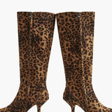 Knee-High Leopard Print Stiletto Boots