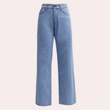 Højtaljede straight-leg jeans med elastisk talje