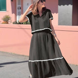 Elegant Outfit Sæt med Sorte Detaljer – Perfekt til Sommer og Fest