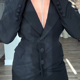 Elegant sæt med blazer og broderede meshbukser – Aftenlook
