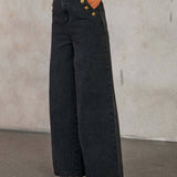 Denim sæt med vest og vide jeans – Hverdagslook med kant