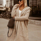 Oversized Cardigan med Hætte & Bogstaver – Dame Efterårsstil