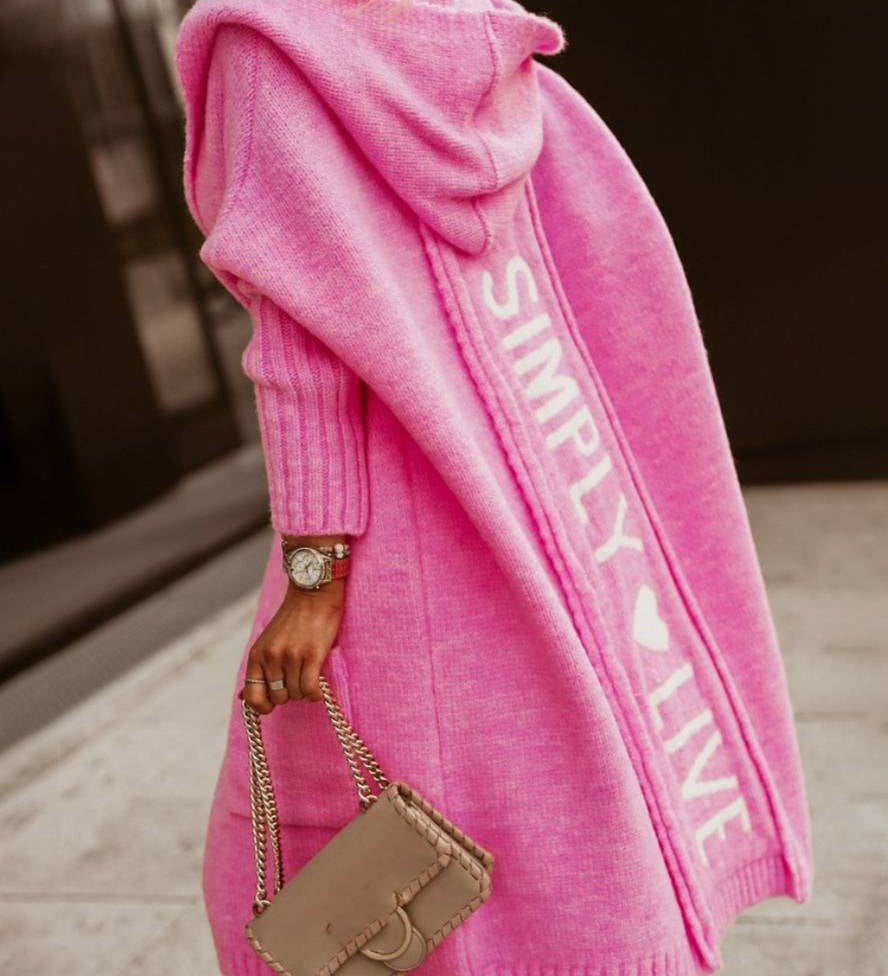 Oversized Cardigan med Hætte & Bogstaver – Dame Efterårsstil