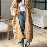 Oversized Pullover i Kraftig Strik med V-Hals – Dame