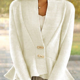 Peplum Cardigan med V-Hals – Elegant & Casual Stil til Dame