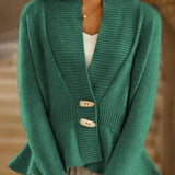 Peplum Cardigan med V-Hals – Elegant & Casual Stil til Dame