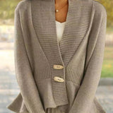 Peplum Cardigan med V-Hals – Elegant & Casual Stil til Dame