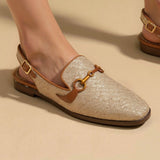 Slingback Loafer Beige & Braun – Elegant mit Ketten-Detail