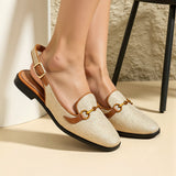 Slingback Loafer Beige & Braun – Elegant mit Ketten-Detail