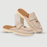 Elegante Beige Loafers med Gyldne Detaljer – Komfort & Stil