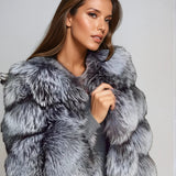 Flerfarvet Faux Fur Jakke med Panelstruktur