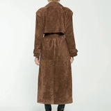 Lang Dobbeltradet Trenchcoat i Ruskind
