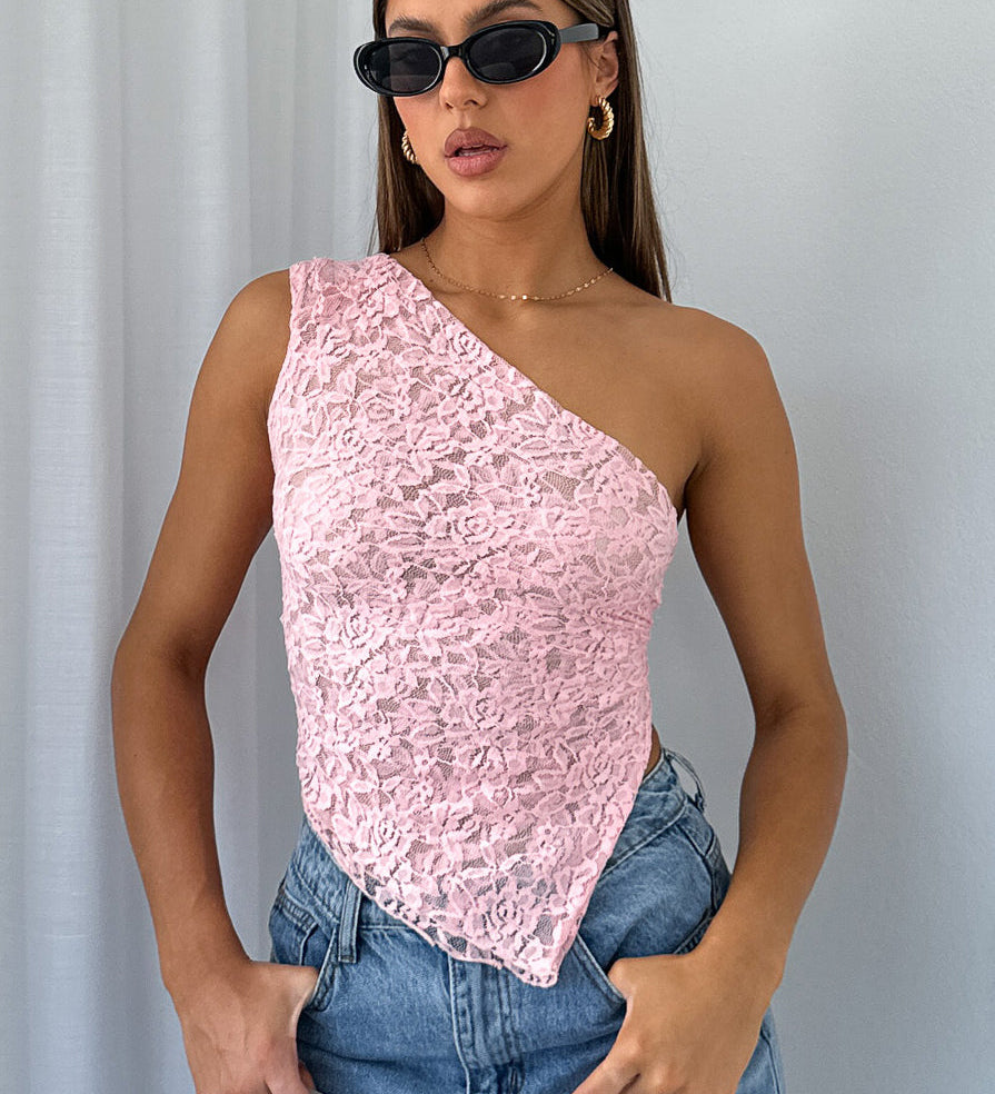 Blonde One-Shoulder Top med Asymmetrisk Snit