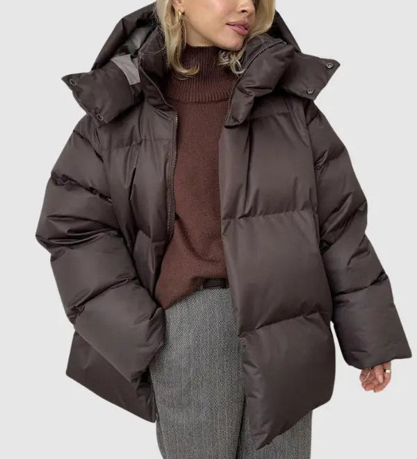 Oversized Pufferjakke med Hætte