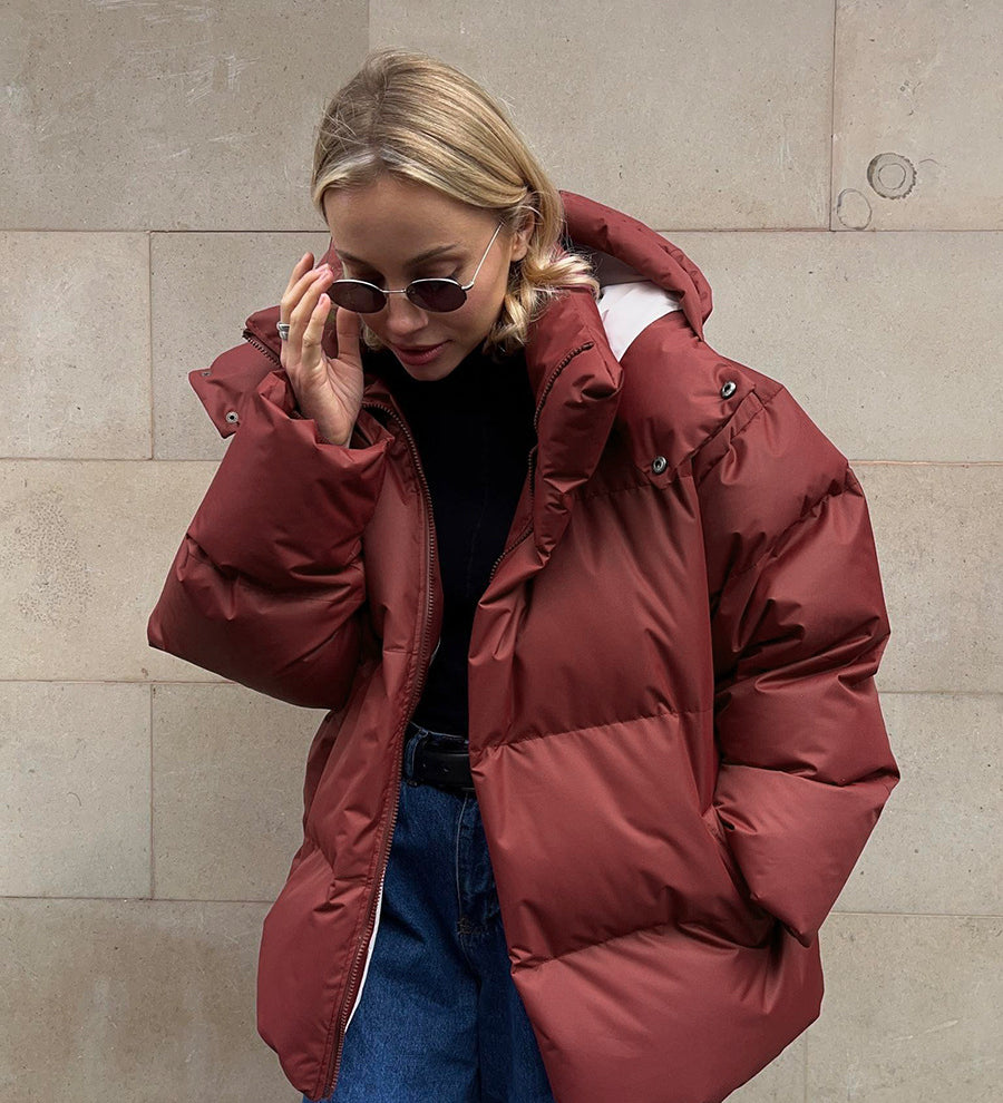 Oversized Pufferjakke med Hætte