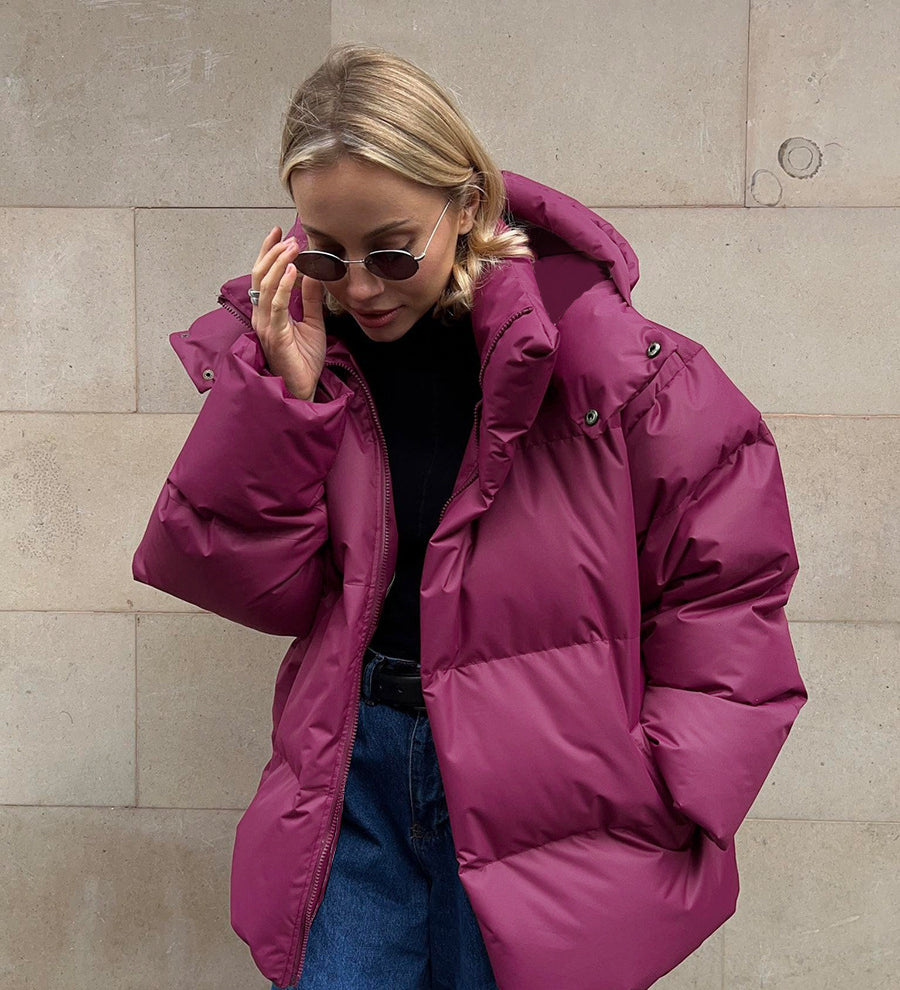 Oversized Pufferjakke med Hætte