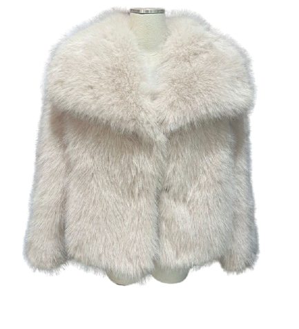 Kort Faux Fur Jakke med Bred Krave
