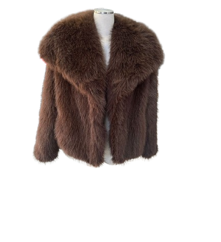 Kort Faux Fur Jakke med Bred Krave