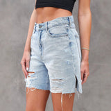 Ripped denim bermudashorts – Slidte detaljer og casual kant