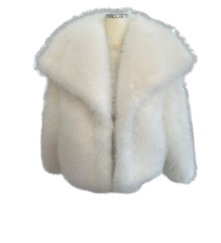 Kort Faux Fur Jakke med Bred Krave