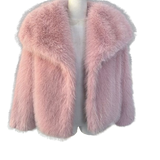 Kort Faux Fur Jakke med Bred Krave