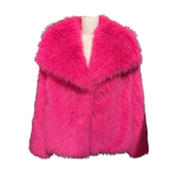 Kort Faux Fur Jakke med Bred Krave