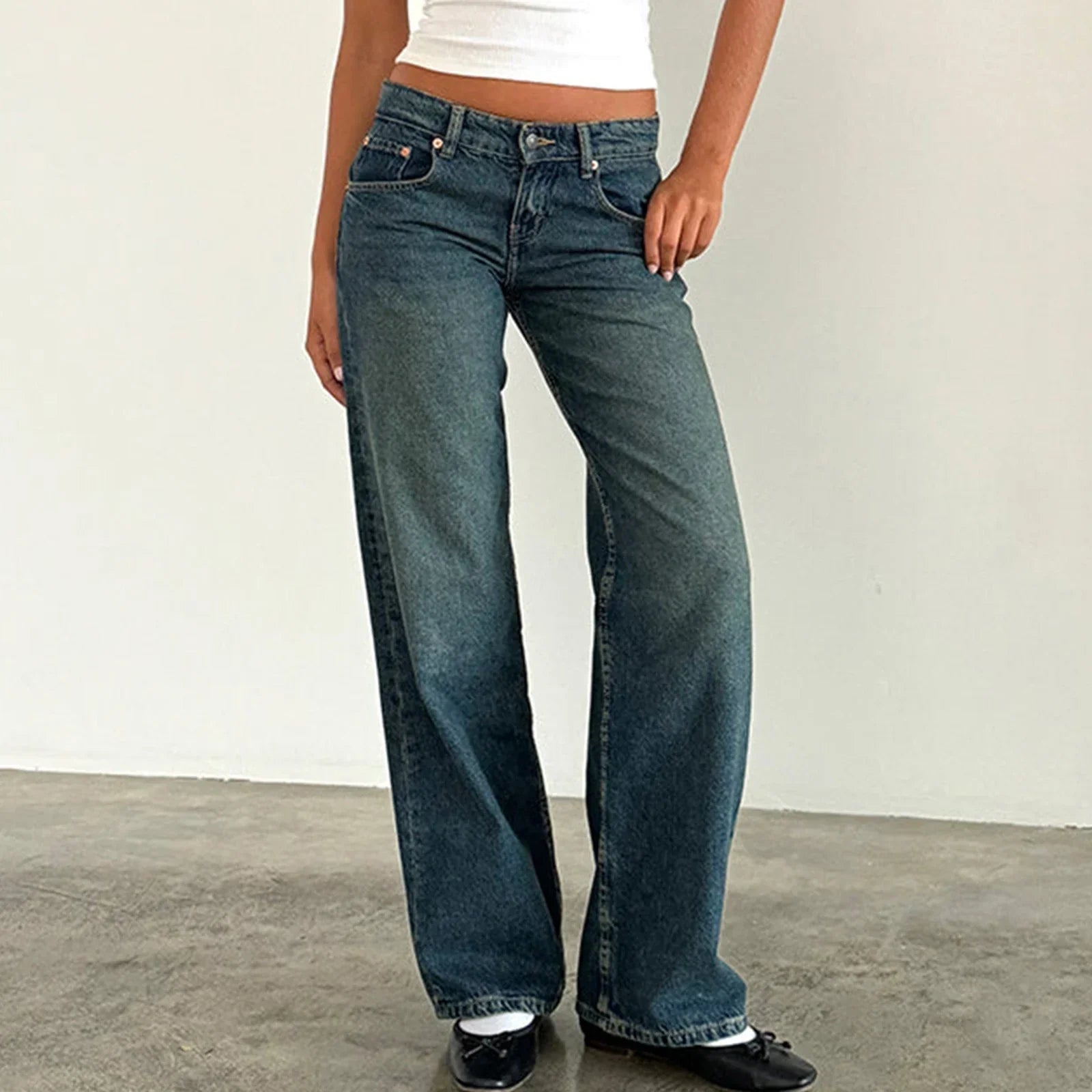 Loose Fit Jeans i Vintage Vask med Klassisk Pasform