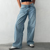 Loose Fit Jeans med Lav Talje og Afslappet Pasform