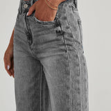 Højtaljede Wide-Leg Jeans med Rå Kant