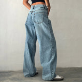 Loose Fit Jeans med Lav Talje og Afslappet Pasform