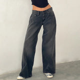Loose Fit Jeans med Lav Talje og Afslappet Pasform