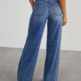 Højtaljede Wide-Leg Jeans med Rå Kant