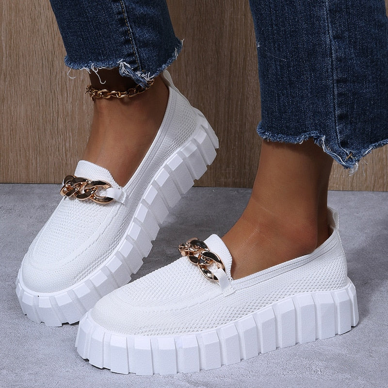 Monokrome sneakers med chunky sål