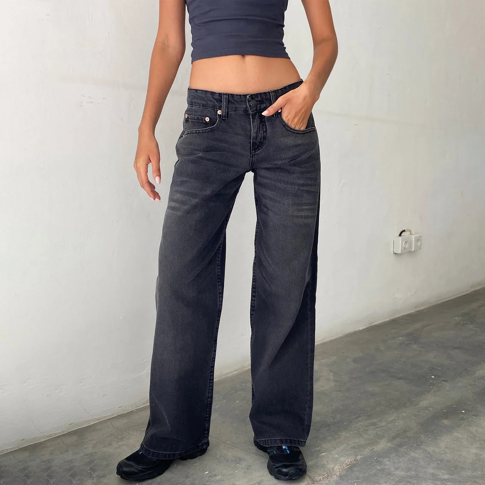 Loose Fit Jeans i Vintage Vask med Klassisk Pasform