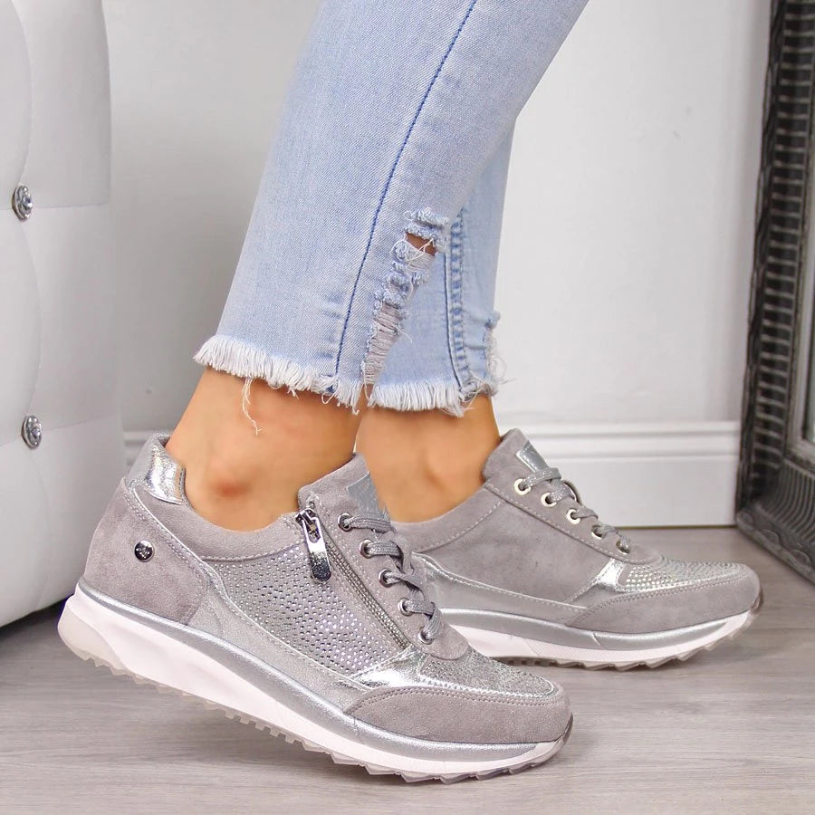 Sneakers med glimmer og chunky sål