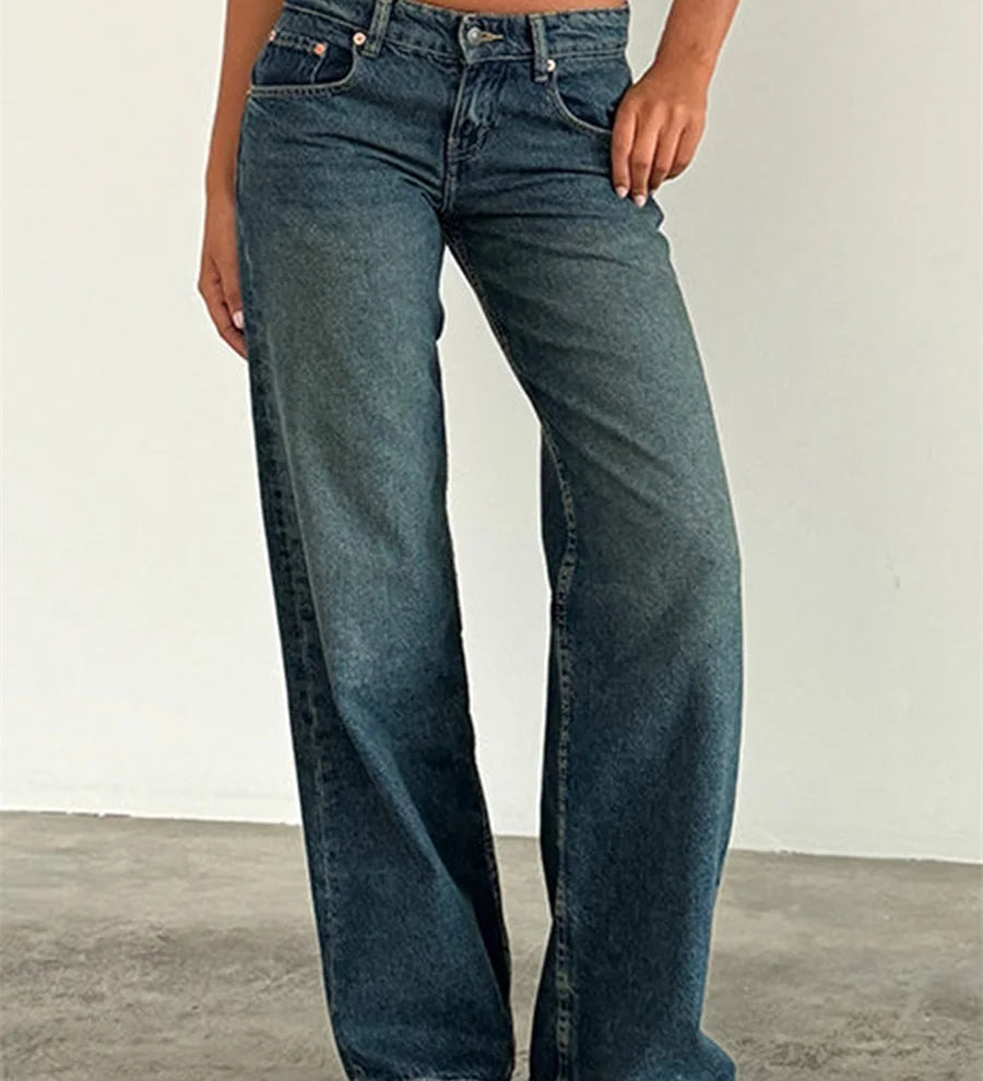 Loose Fit Jeans i Vintage Vask med Klassisk Pasform