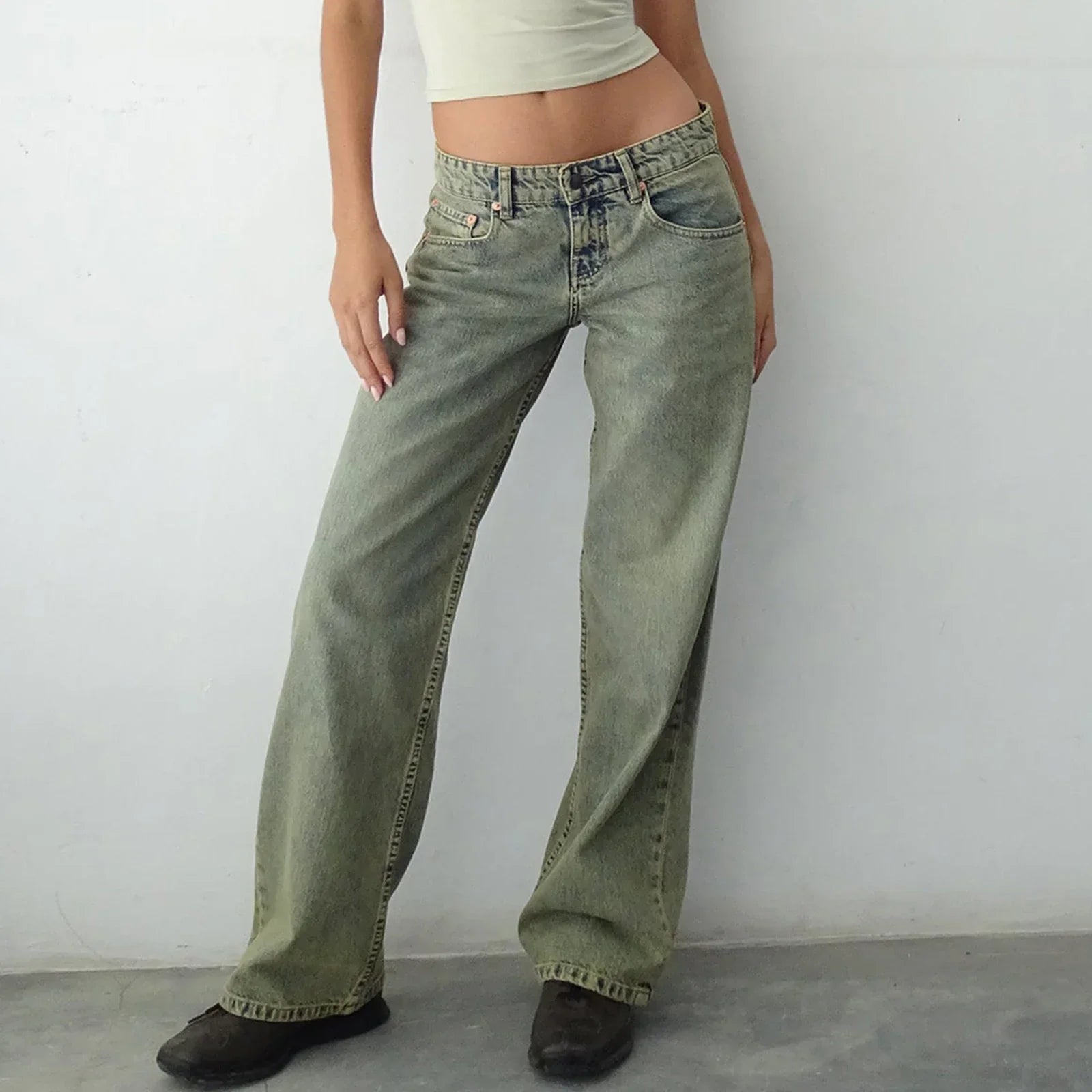 Loose Fit Jeans i Vintage Vask med Klassisk Pasform