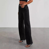 Højtaljede Wide-Leg Jeans med Rå Kant