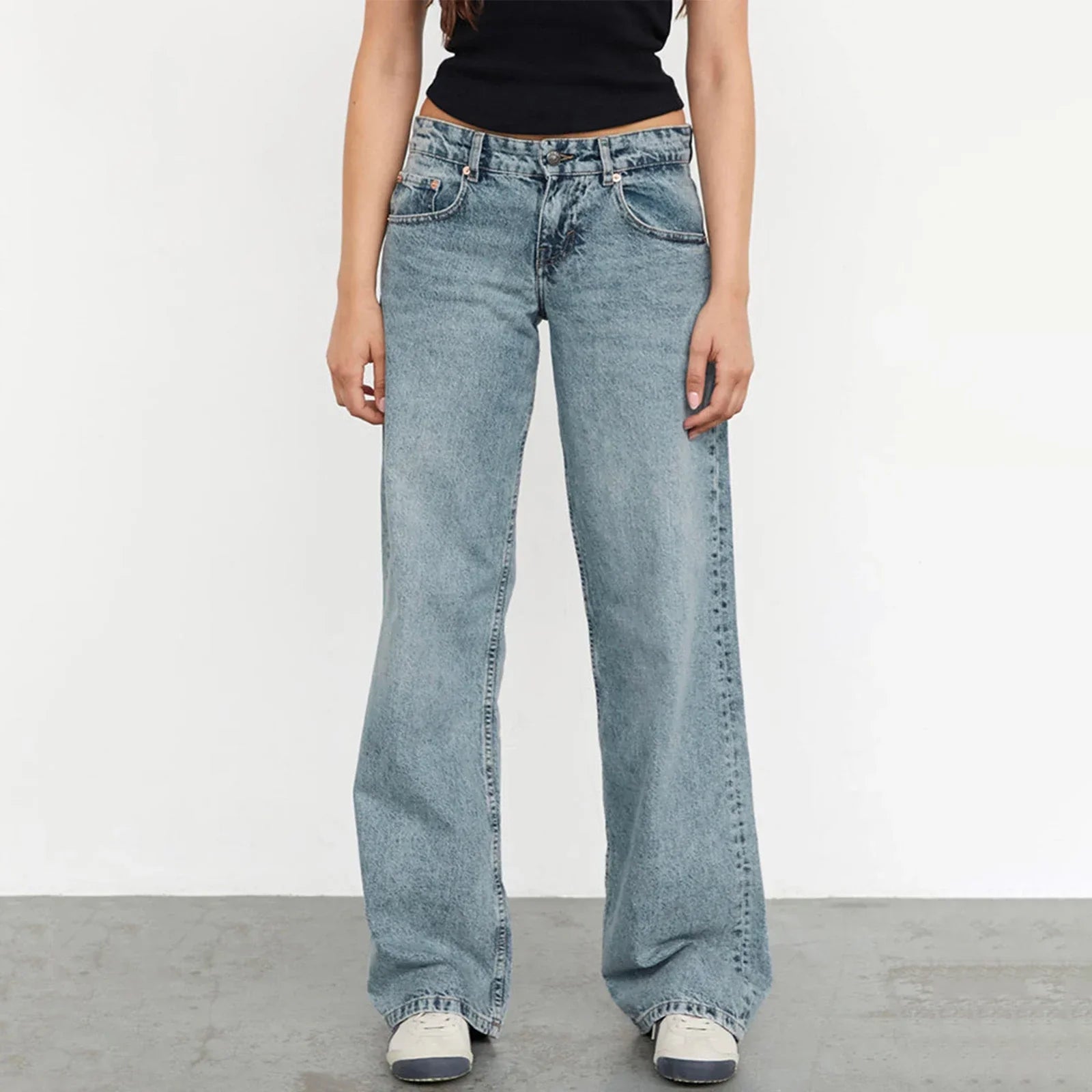 Loose Fit Jeans i Vintage Vask med Klassisk Pasform