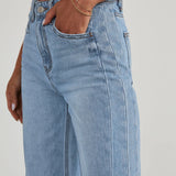 Højtaljede Wide-Leg Jeans med Rå Kant