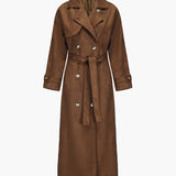 Elegant Dobbeltradet Trenchcoat med Bælte
