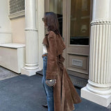 Lang Dobbeltradet Trenchcoat i Ruskind