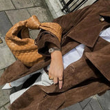 Lang Dobbeltradet Trenchcoat i Ruskind