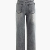 Crossover jeans med asymmetrisk lukning – Statement denim med edgy twist
